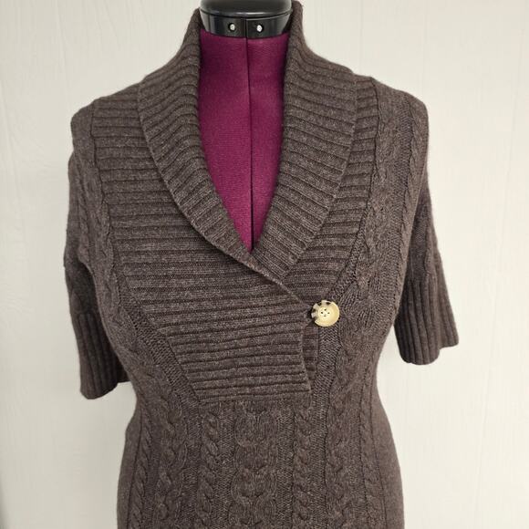 Women's Sarsaparilla Brown Cable Knit Fur Blend Tunic Sweater | Size Medium - Picture 4 of 10